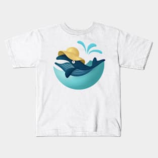 Whale in Summer Hat Kids T-Shirt